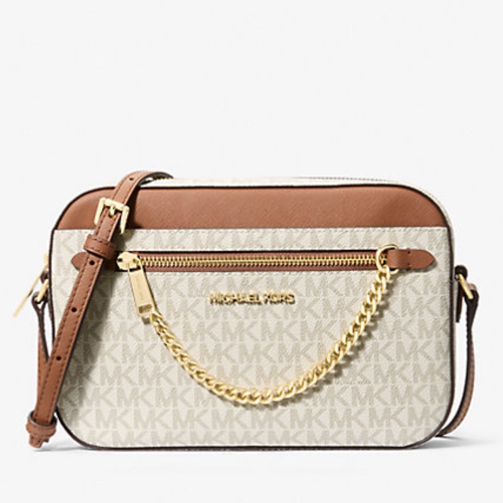 NWT Authentic Michael Kors Jet Set Large Logo Crossbody Bag w/Adjustable strap